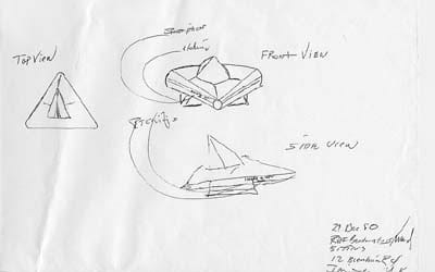 Jim Penniston's sketch of the Rendlesham UFO from his patrol notebook, December 26 1980