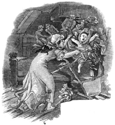 Medieval woodcut fairy abduction folklore parallel to modern alien abduction UFO encounter