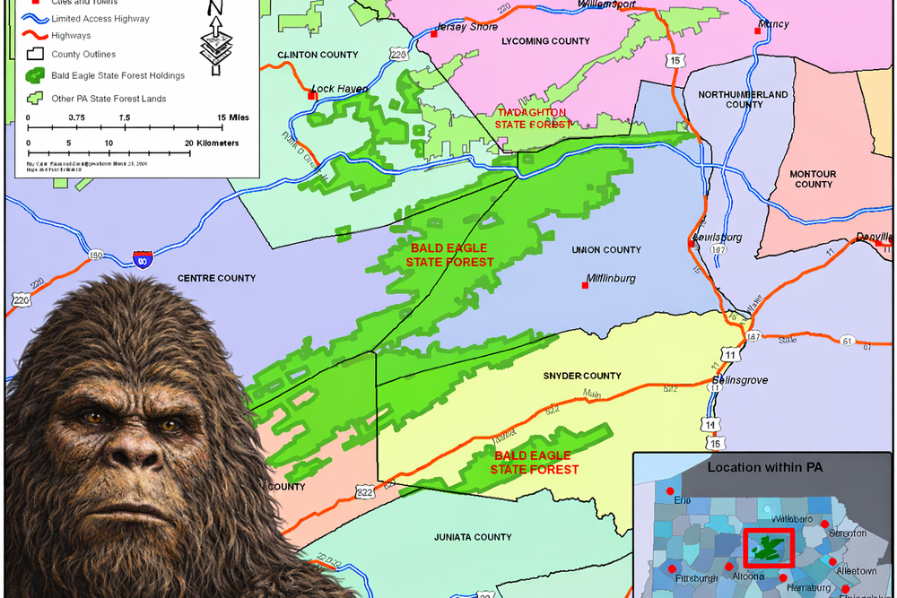 Bigfoot and Cryptid Canine Activity Reported at Bald Eagle State Park, Pennsylvania