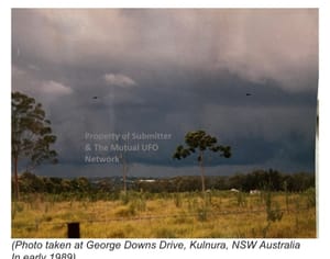 Electrical Portal and Two Disc-Shaped UFOs Photographed in Kulnura, Australia, 1989