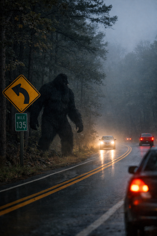 Black Bigfoot Sightings Reported Along Alabama State Route 22 in Tallapoosa County
